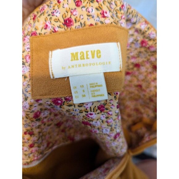 Maeve Anthropologie US6 faux suede high-low hem harvest gold flounced skirt - Picture 3 of 4